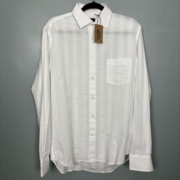 NWT Circle Of Friends C.O.F White Maui Stripe Long Sleeve Shirt Medium - Picture 1 of 8